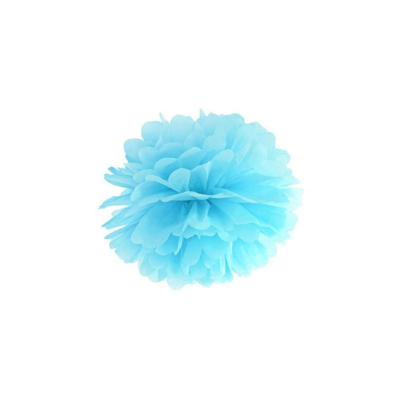 Pompon bleu ciel 35 cm en papier de soie