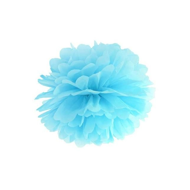 Pompon bleu ciel 35 cm en papier de soie