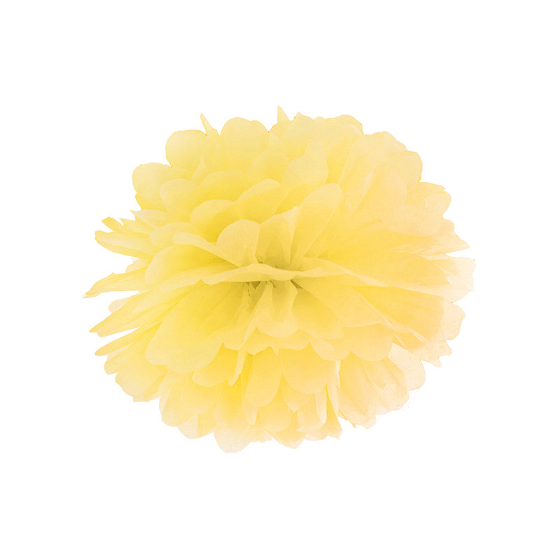 Pompon jaune 35 cm en papier de soie