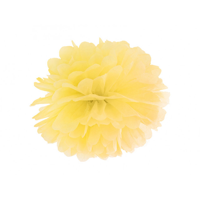 Pompon jaune 35 cm en papier de soie