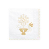 Serviettes papier baptême blanc et doré
