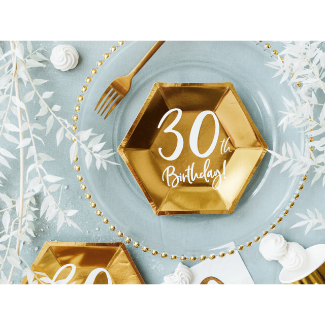 Assiettes en carton anniversaire 30 ans dorées