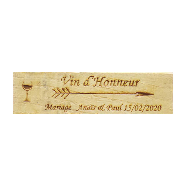 Pancarte mariage Vin d'honneur personnalisé en bois