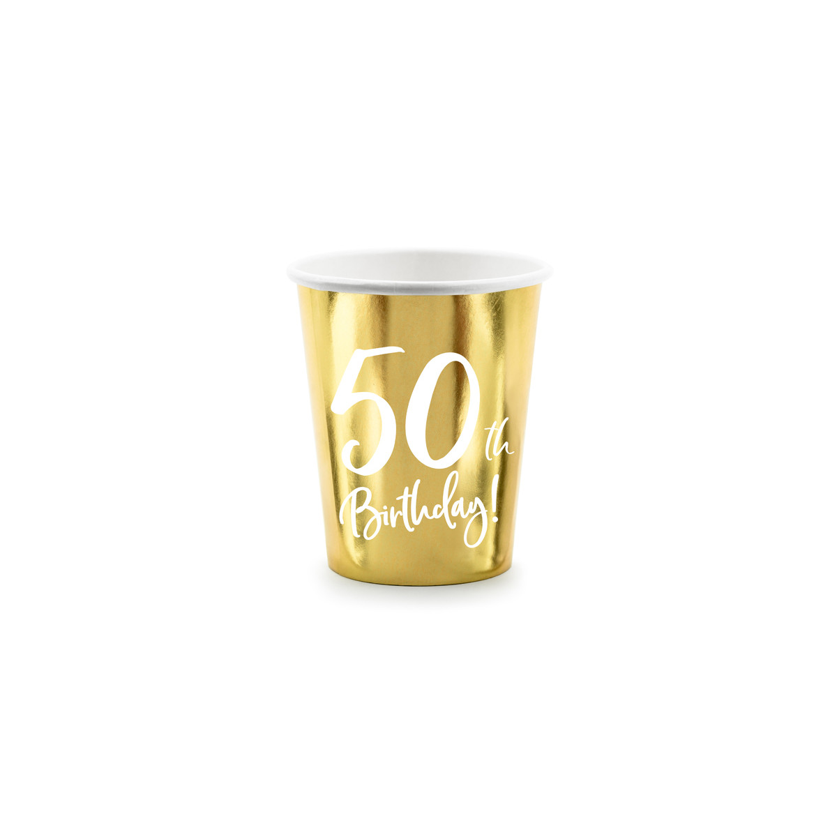 Gobelets Anniversaire Noir/blanc/or en carton x6