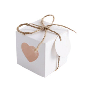 Boite Dragées Cube Coeur Blanc