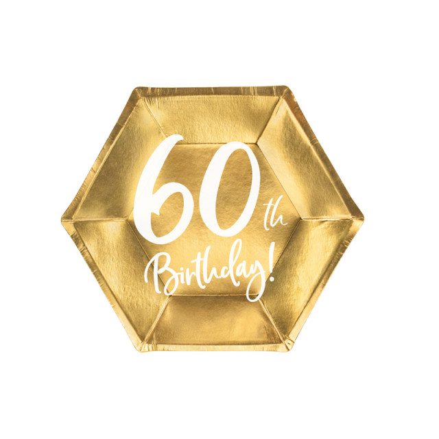 Assiettes carton anniversaire 60 ans dorées