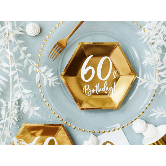 Assiettes anniversaire carton 60 ans dorées