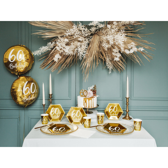 Assiettes jetables en carton Anniversaire 60 ans OR - Deco