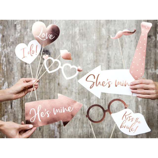 Accessoires photobooth pour mariage rose gold