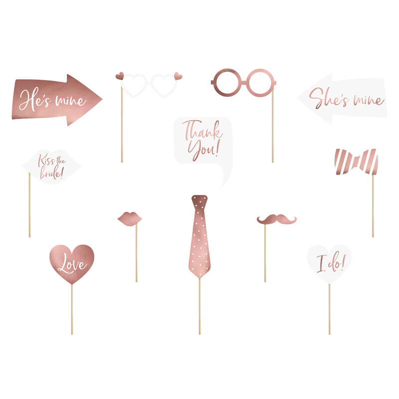 Accessoires photobooth mariage rose gold - Pour photos souvenirs !