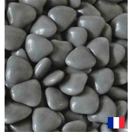 1Kg Dragées Coeur Chocolat - Gris