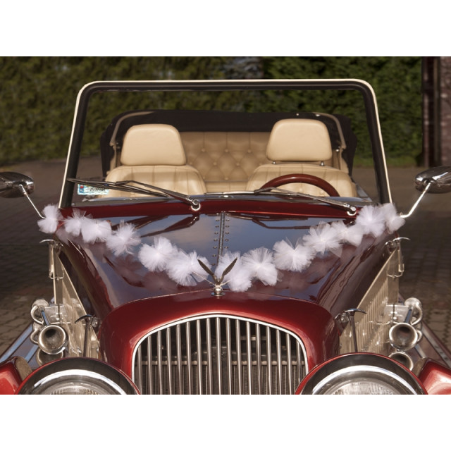 Decoration de voiture mariage guirlandes pompon avec tableau