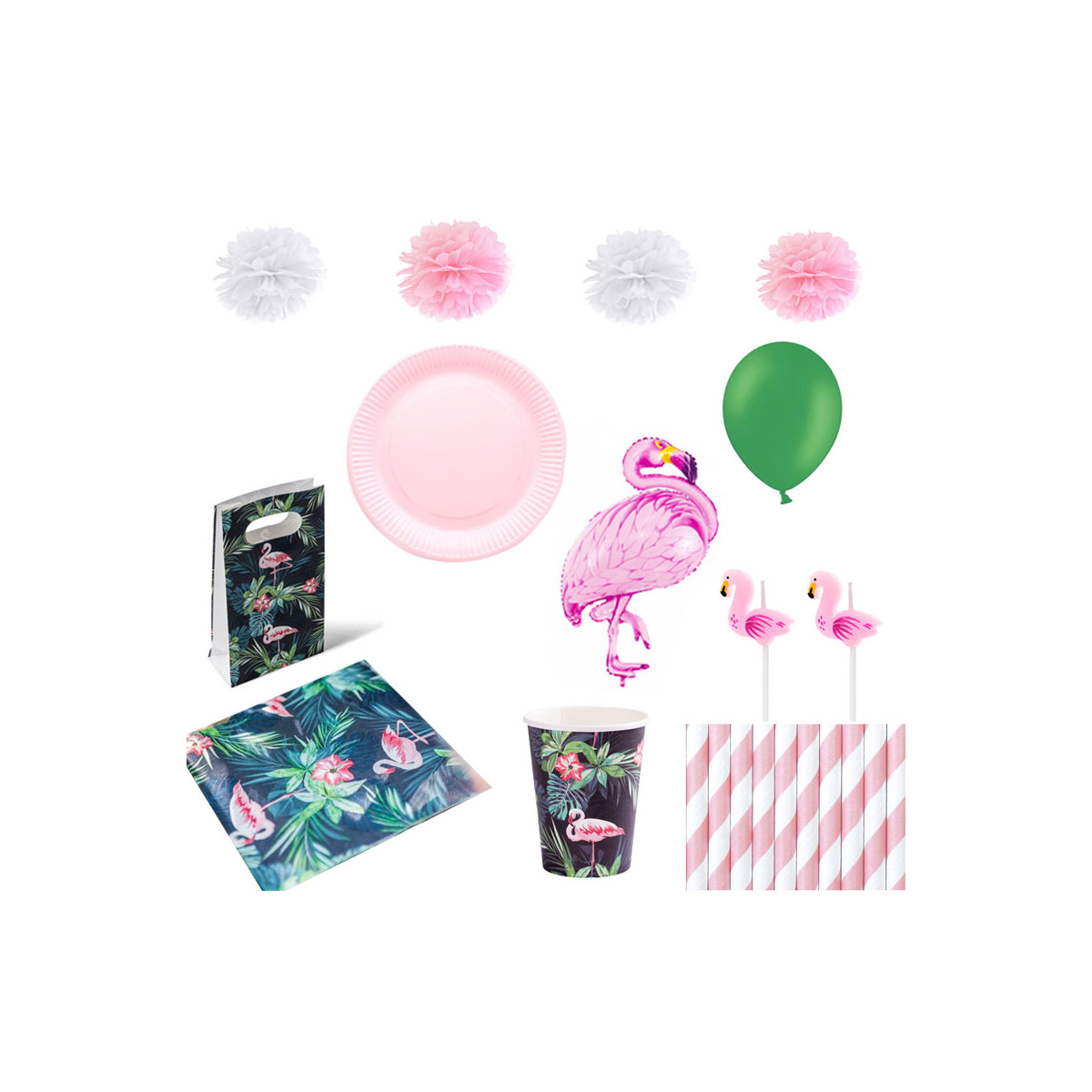 Pack Decoration Anniversaire Flamant Rose Pour 8 Personnes Pack Decoration Anniversaire Flamant Rose Pour 8 Personnes