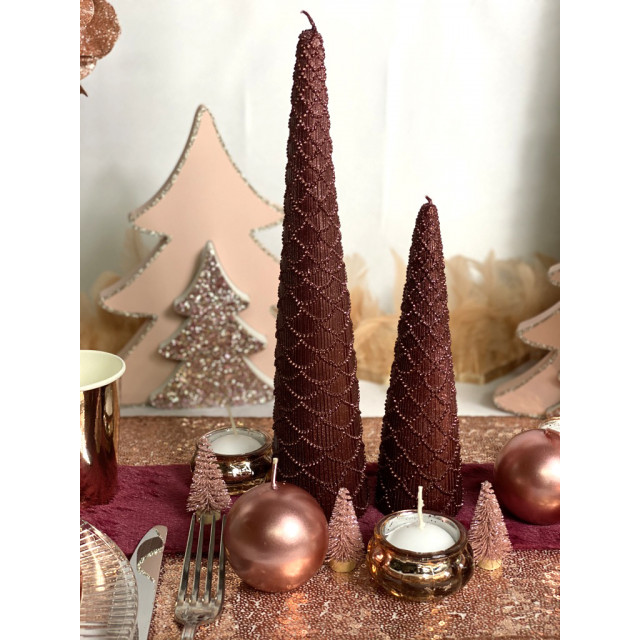 Sapin rose poudré en bois 18 cm