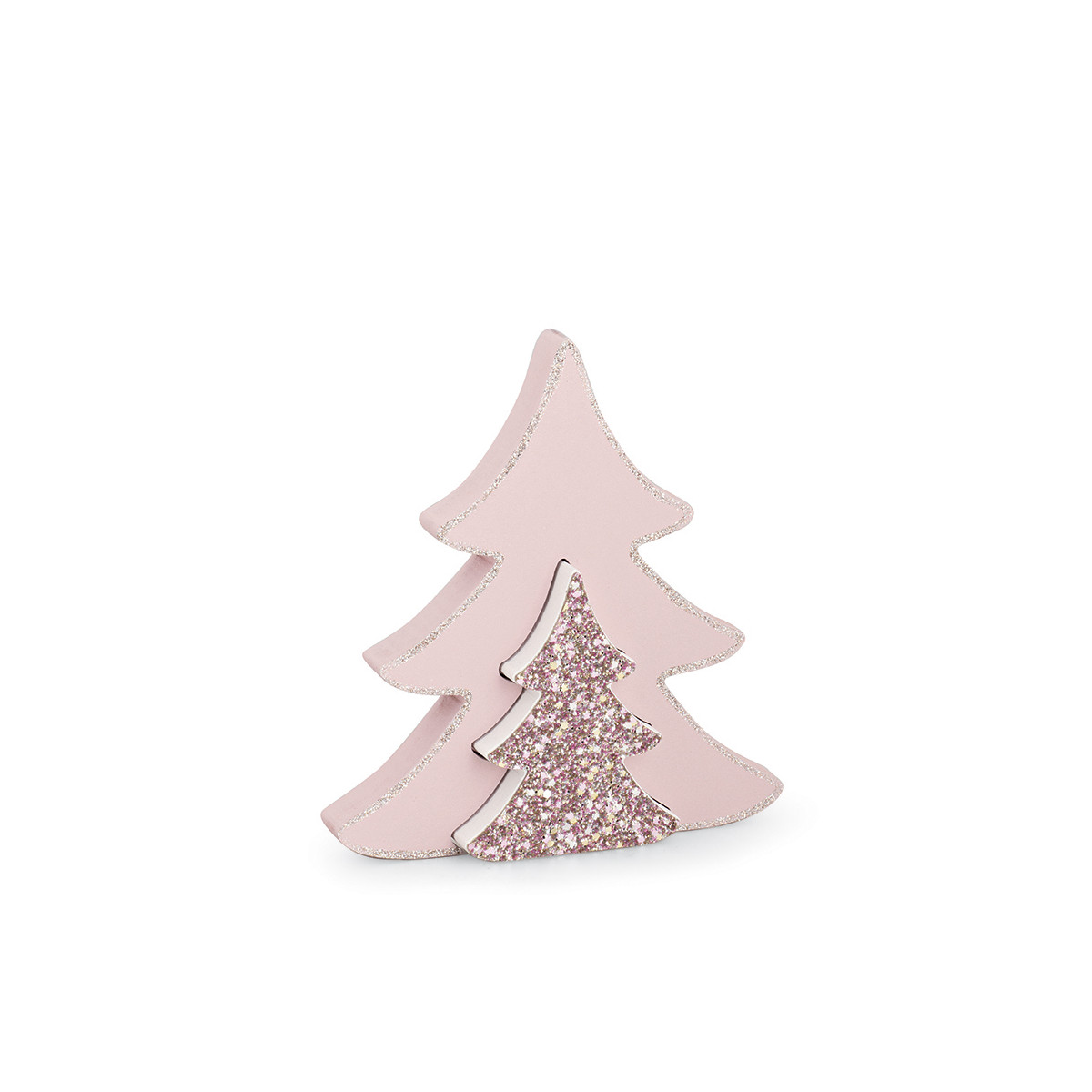 Sapin rose poudré en bois 18 cm