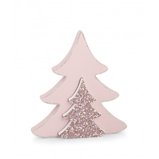 Sapin rose poudré en bois 24 cm