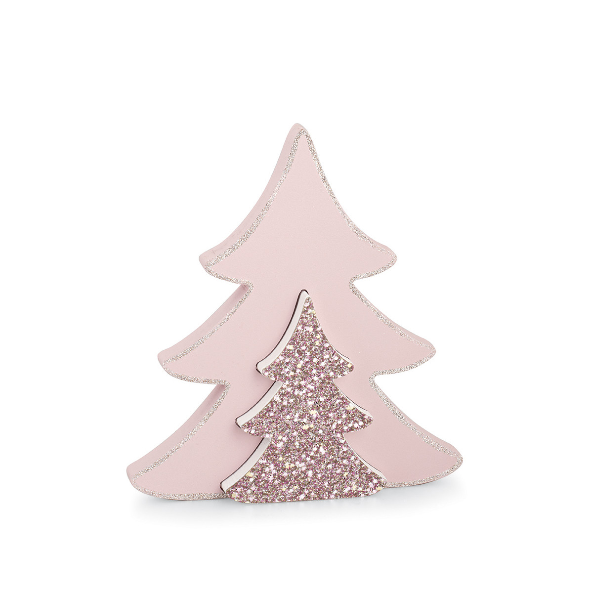 Sapin rose poudré en bois 24 cm