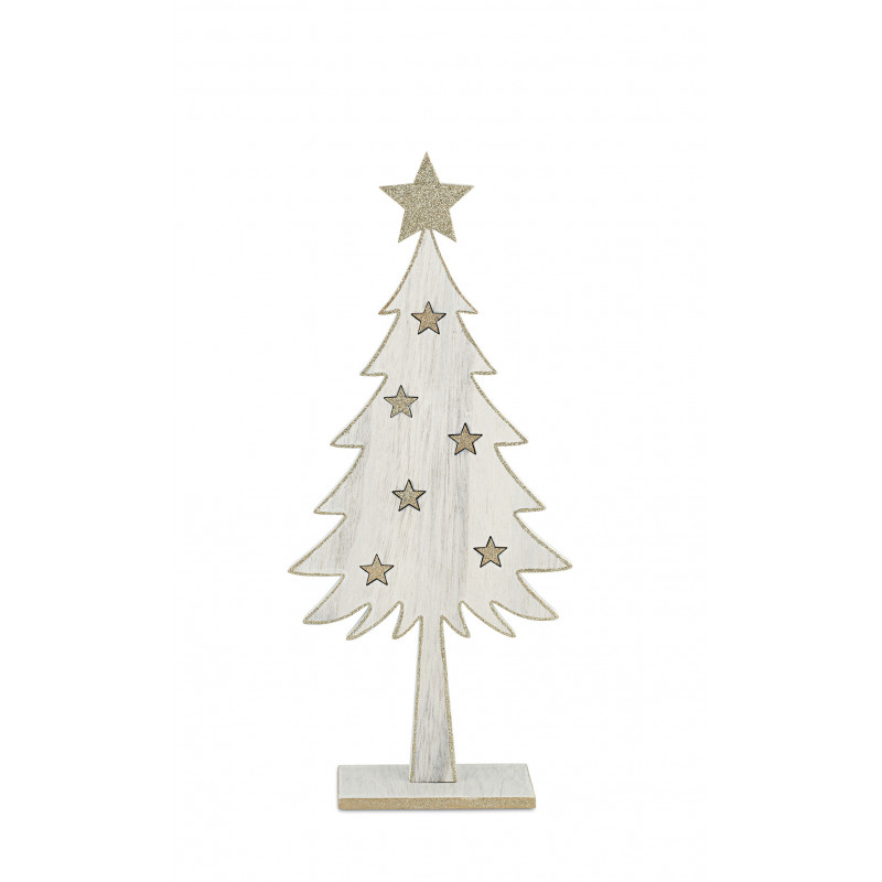 Centre table sapin bois et blanc 36 cm