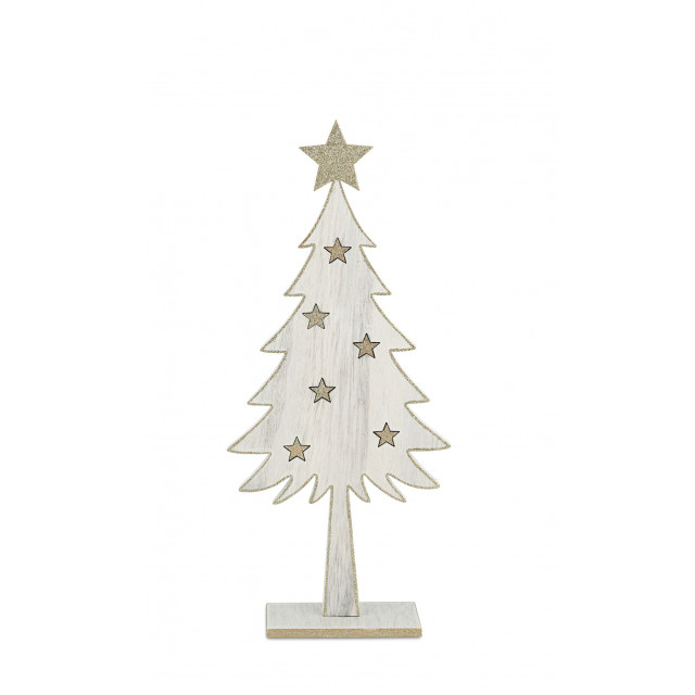 Centre table sapin bois et blanc 36 cm