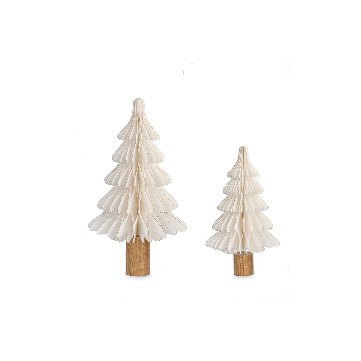 Sapin blanc en papier et bois 32 et 45 cm x2