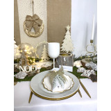 Centre de table Noël bois et velours blanc
