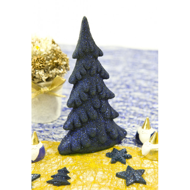 Sapin résine pailletée déco 13 cm