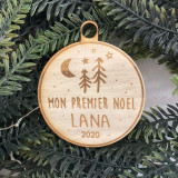 Boule Noël personnalisable en bois premier noël