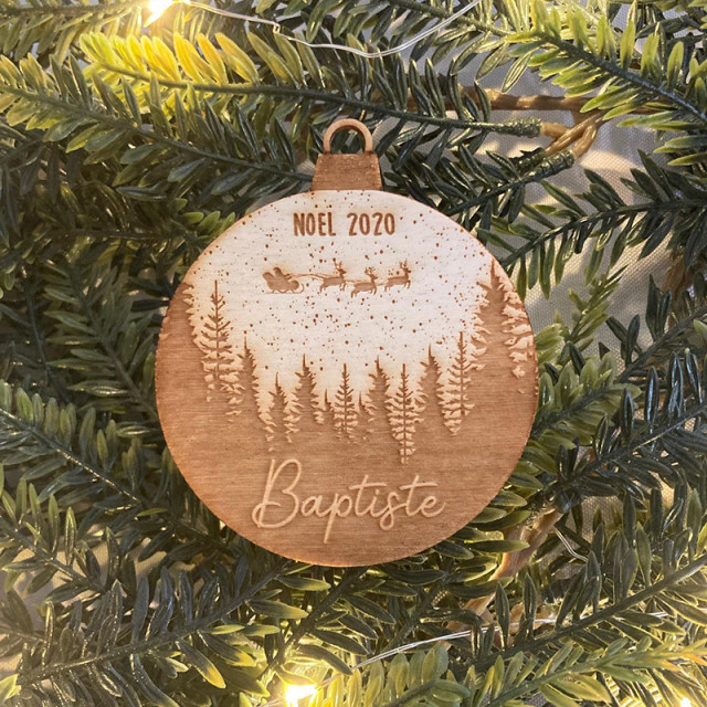 Boule de Noël personnalisable en bois