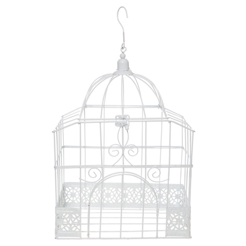 Cage Oiseau Deco Rectangle Blanc