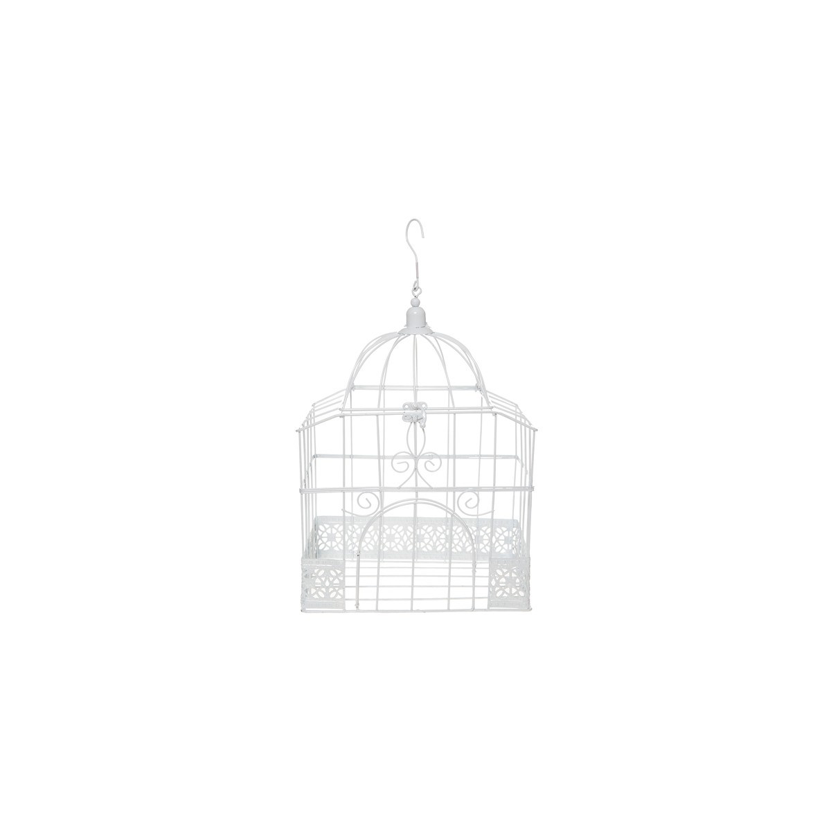 Cage Oiseau Deco Rectangle Blanc