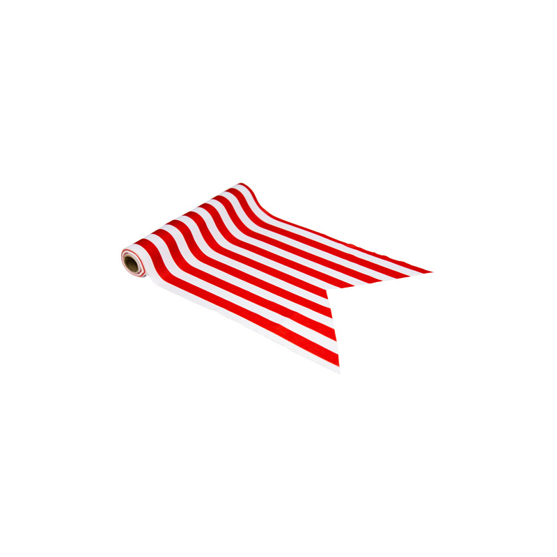 Chemin de table en tissu rayé rouge et blanc - 28cm x 5m