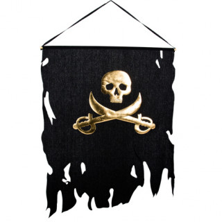 Drapeau pirate noir et or - 58x77cm