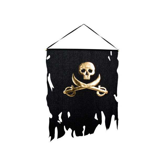 Drapeau pirate noir et or - 58x77cm