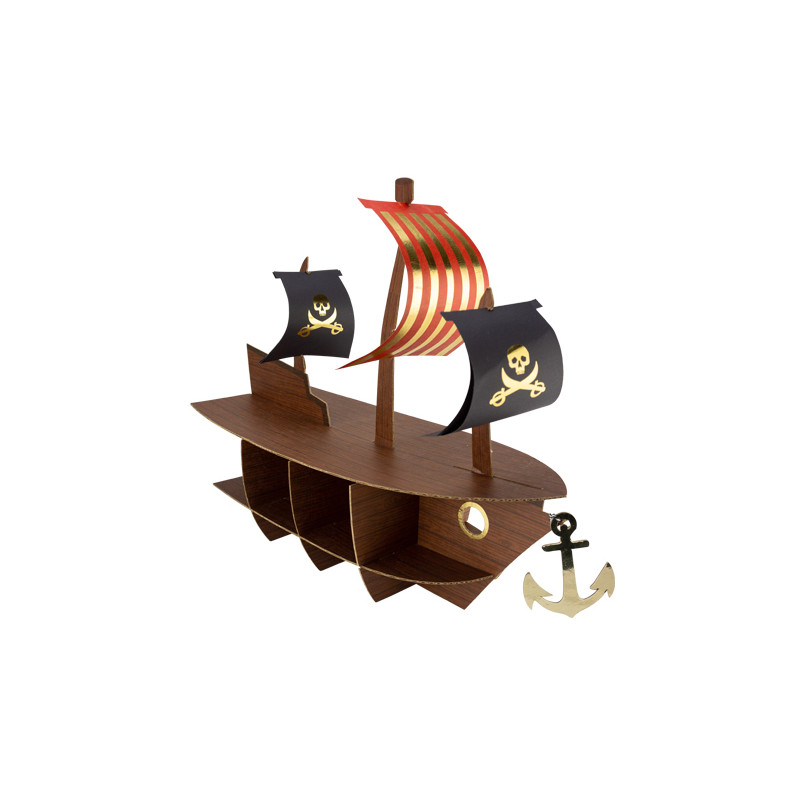 Présentoir bateau pirate or - 46.5cm x 40cm x 20cm