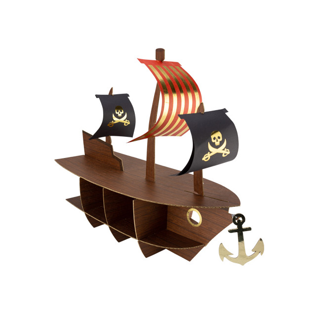 Présentoir bateau pirate or - 46.5cm x 40cm x 20cm