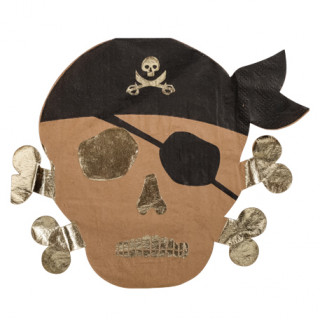 Serviettes pirate kraft et or x16 - 33x33cm