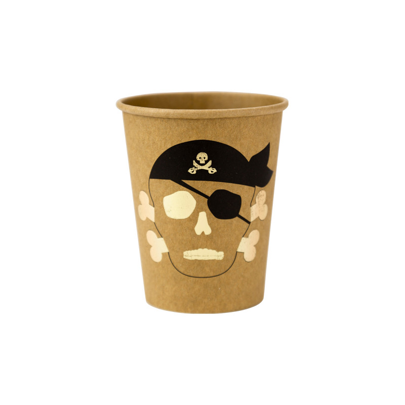 Gobelets pirate kraft et or x8 - 255ml