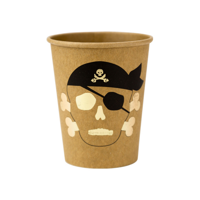 Gobelets pirate kraft et or x8 - 255ml