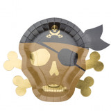 Assiette pirate kraft et or x8 - 26x33cm