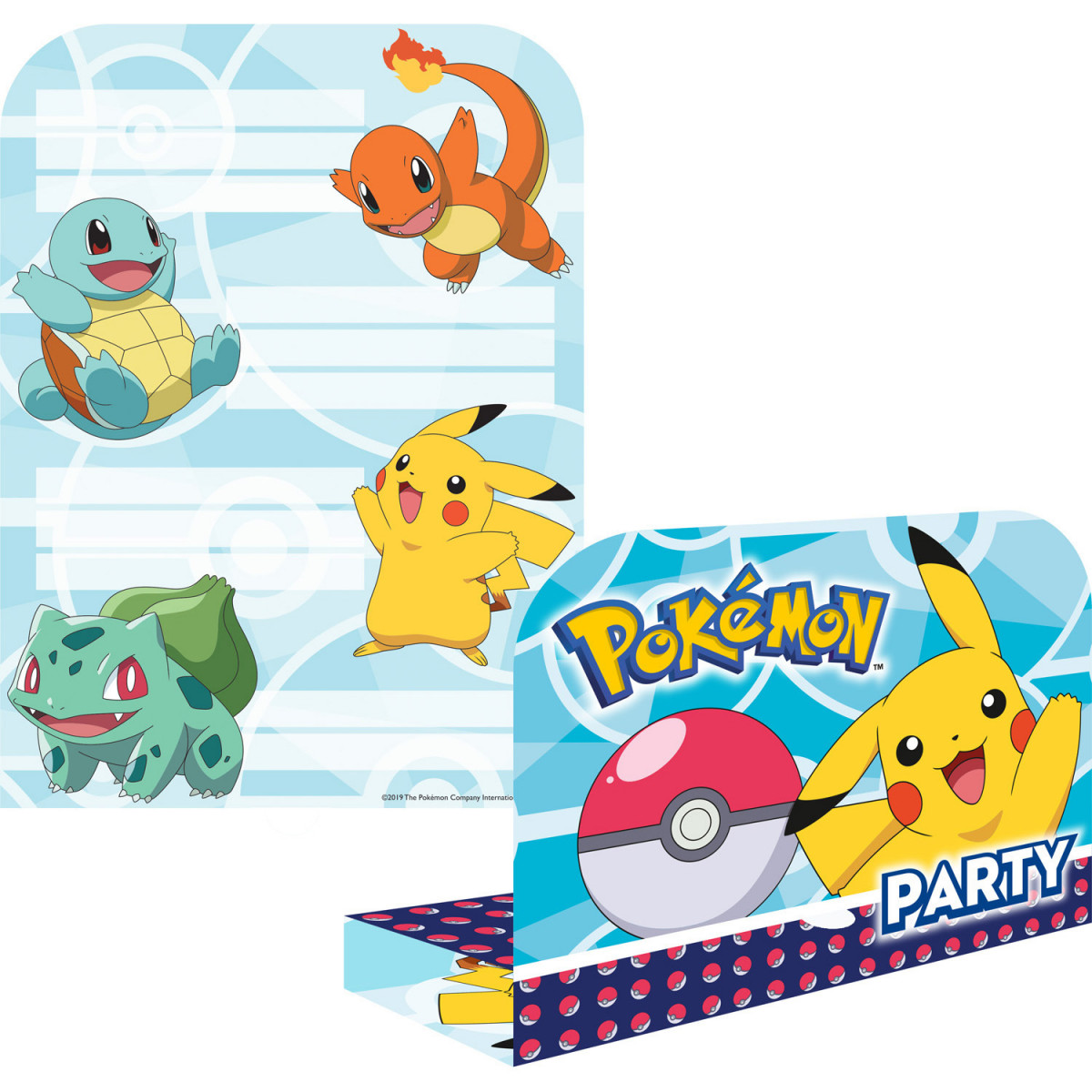 Lot de 8 invitations Pokémon avec enveloppes - 16cm x 21.5cm