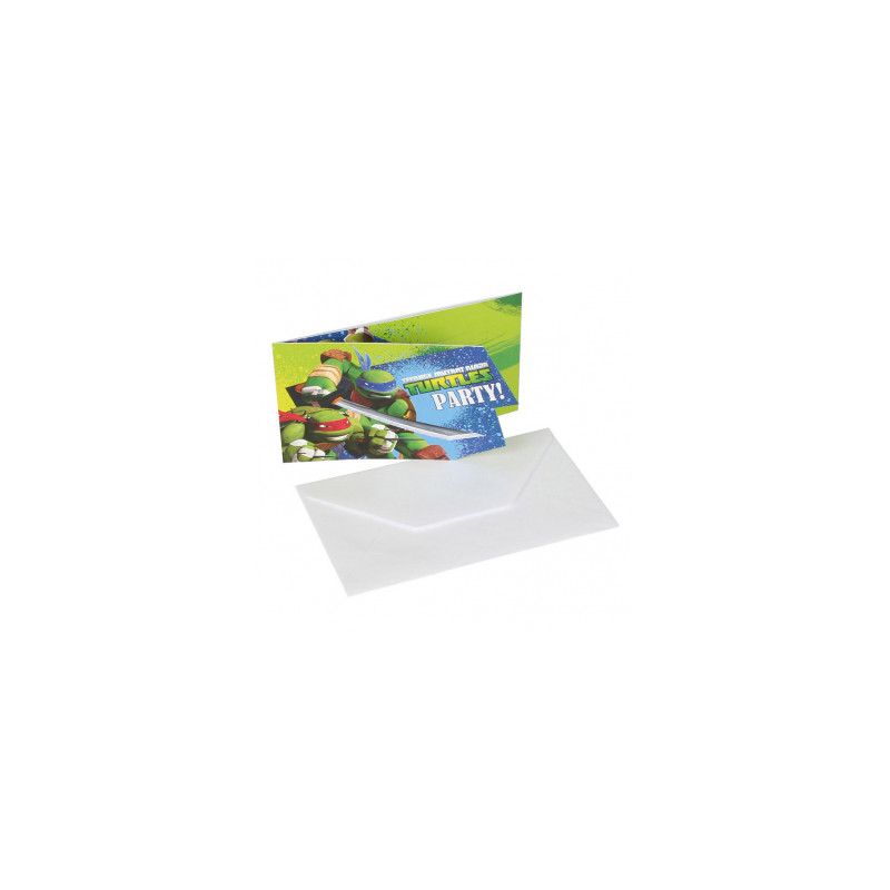 6 invitations et enveloppes Tortues Ninja