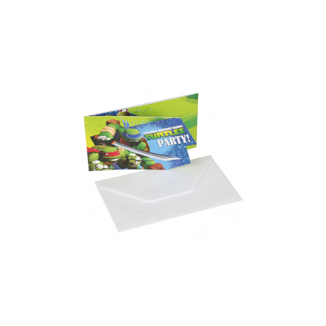 6 invitations et enveloppes Tortues Ninja