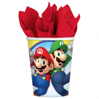 8 gobelets en carton Super Mario 250 ml