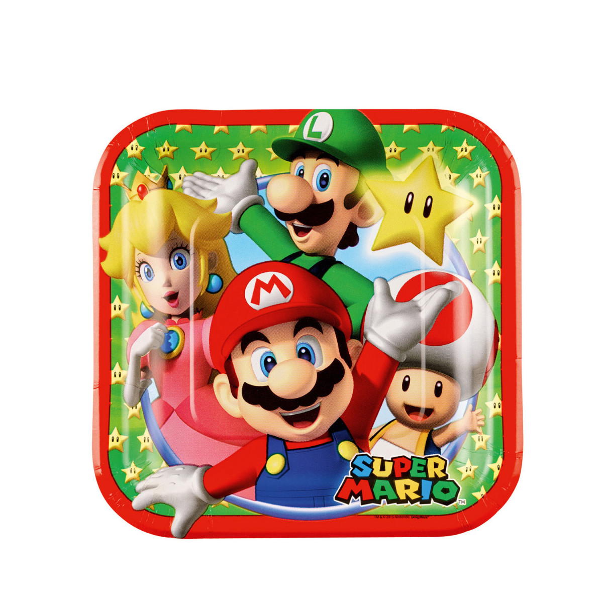 Assiettes d'anniversaire en carton Super Mario d'une dimension de