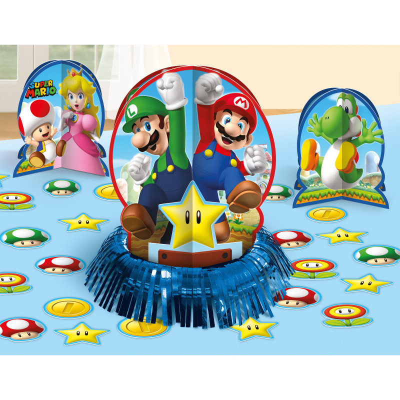 Décoration de table d'anniversaire Super Mario en carton et polyester d'une  dimension de 5 à 31,7 cm