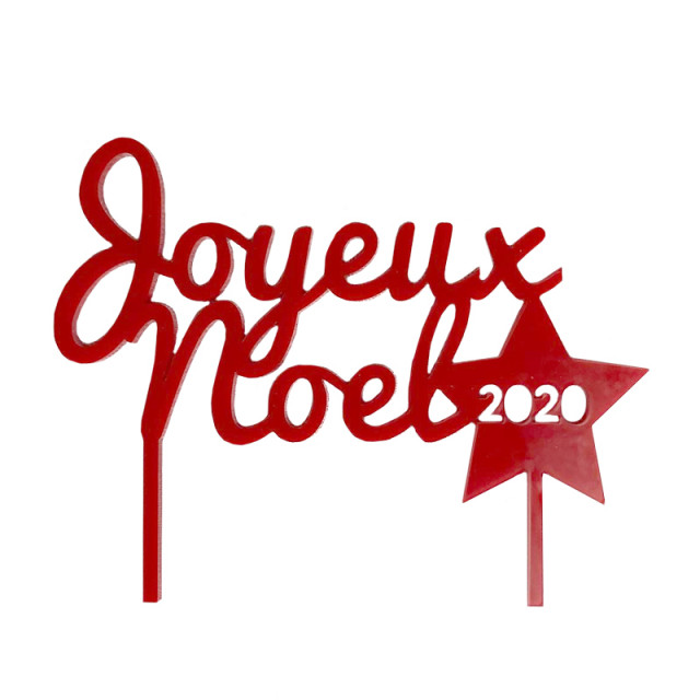 Cake topper Joyeux Noel rouge