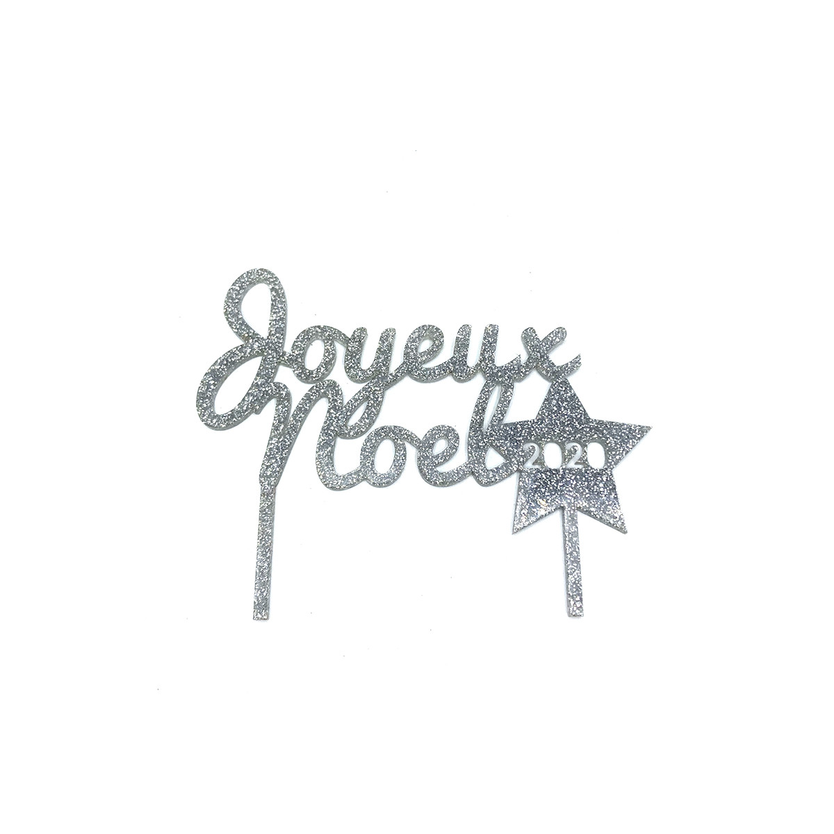 Cake topper Joyeux Noel argent