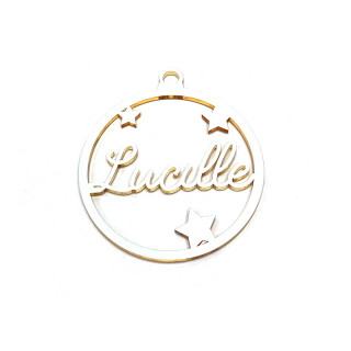 Boule Noël personnalisée blanc et or
