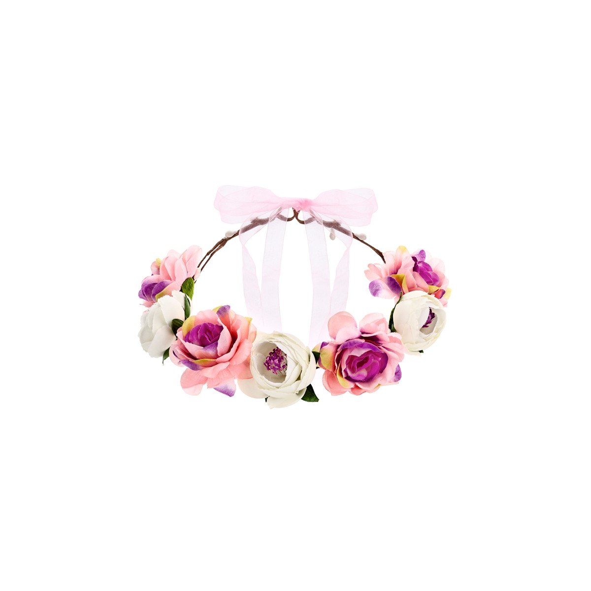 Couronne de fleur rose et blanche mariage - 17cm