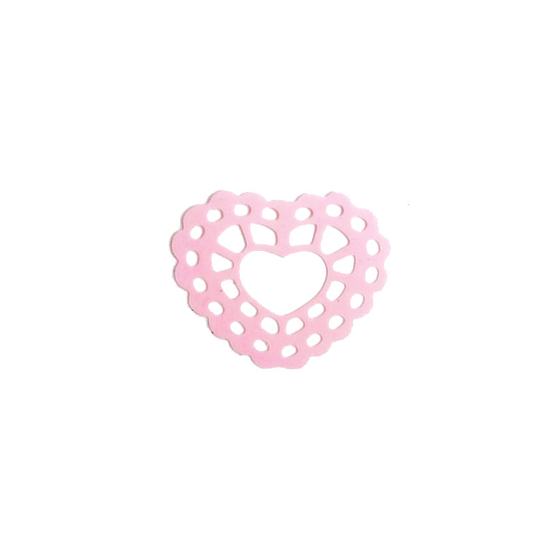 x15 Stickers coeur en dentelle rose